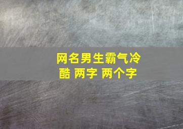 网名男生霸气冷酷 两字 两个字